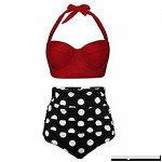 Julia ☀Sexy Women Vintage Polka Dot High Waisted Bathing Suits Bikini Set Red B07PKLHY6T